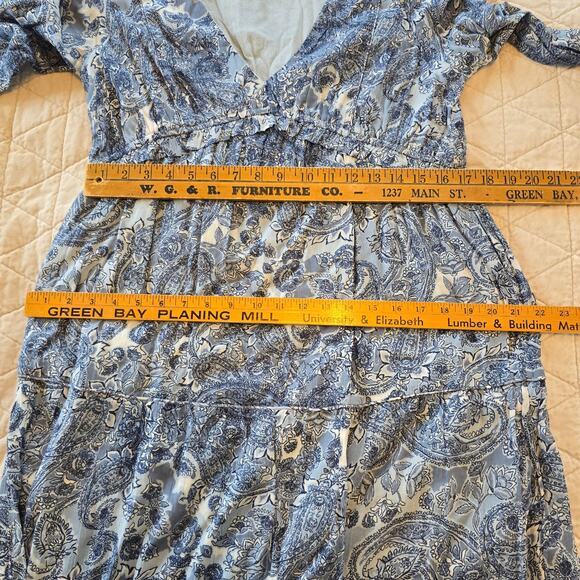 Rachel Zoe Tiered Maxi Dress S Blue Floral Paisley Boho Chic Cottagecore NEW - Picture 16 of 16